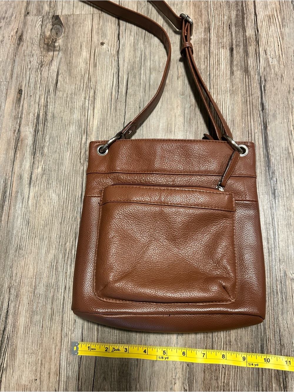 Merona Brown Leather Crossbody Shoulder Bag with Adjustable Strap